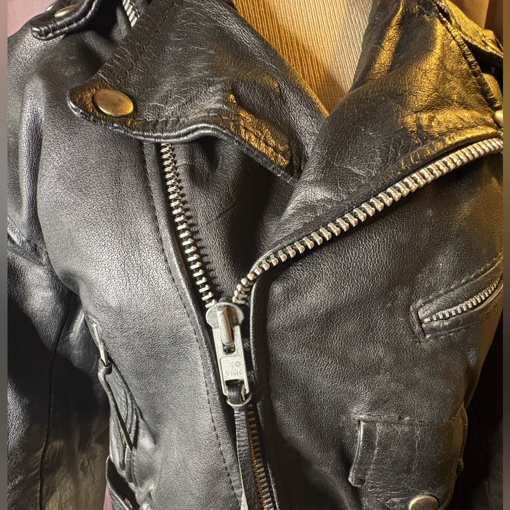 Vintage Leather Motorcycle Jacket – S/M